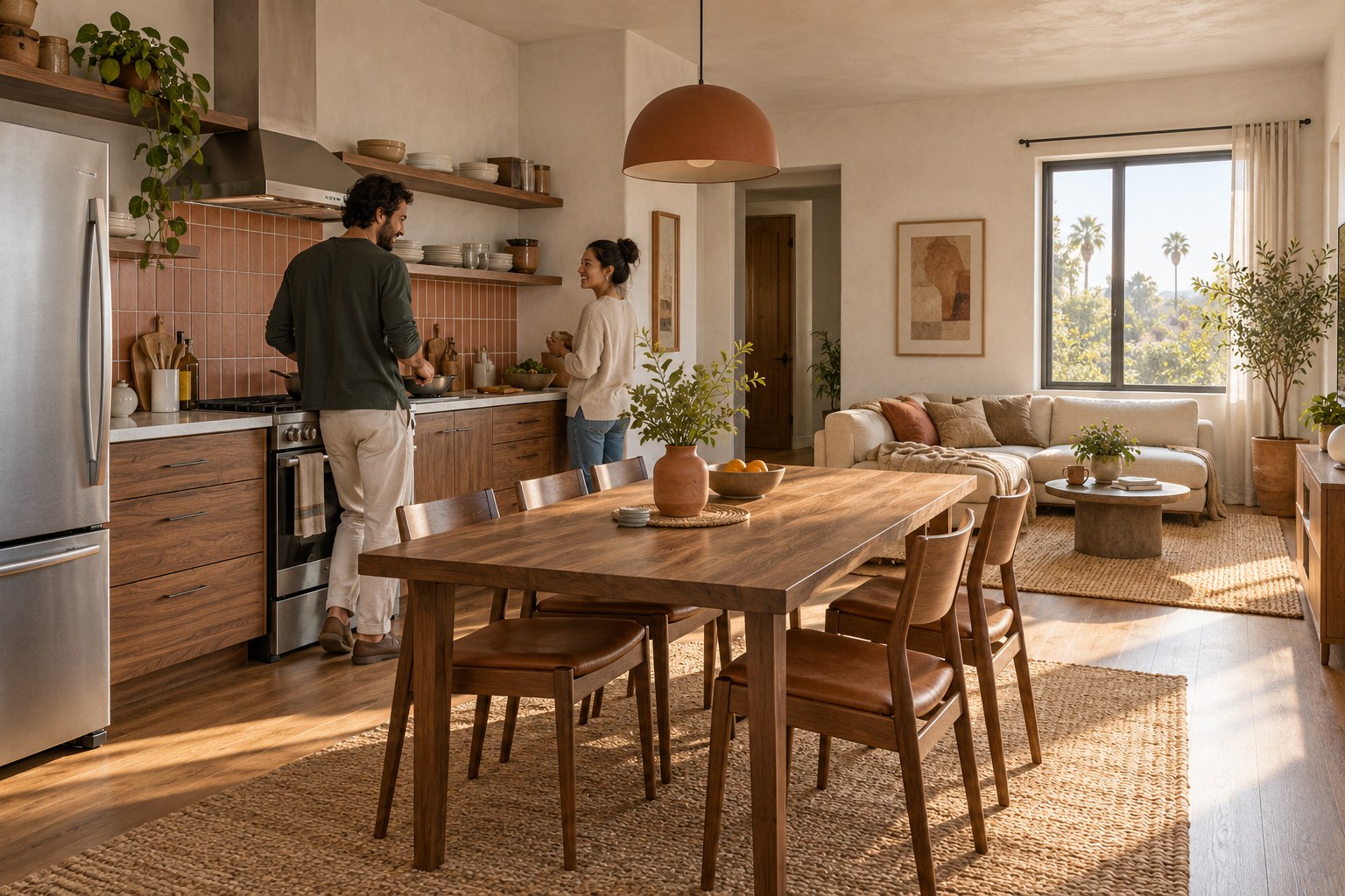 Design concept for the shared kitchen and living area