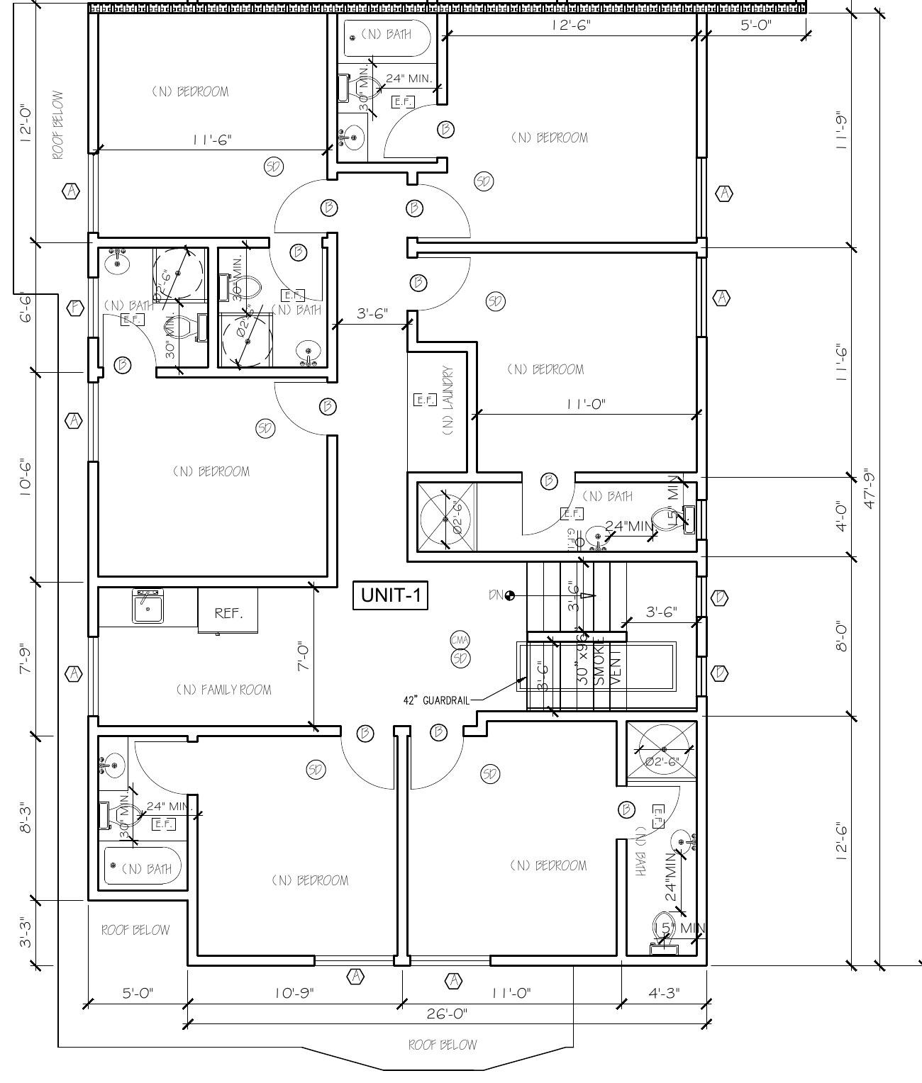 Unit 1 Third floor architectural floor plan